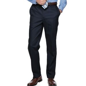 Croft & Barrow Classic-Fit Flat-Front No-Iron Stretch Pants 34x29 Navy‎ New NWT